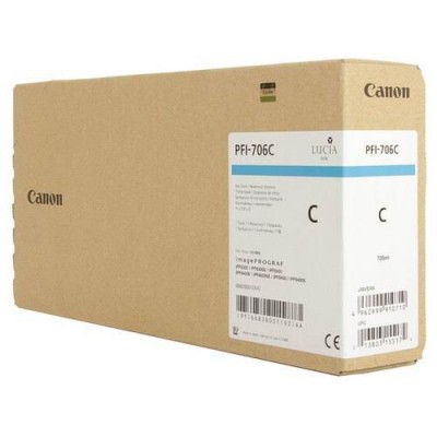 Canon PFI-706C Cyan/Žydra plačiaformačio spausdintuvo rašalo kasetė, 700 ml