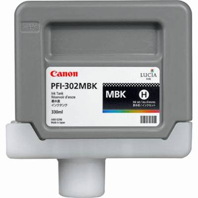 Canon PFI-302MBK Matte Black/Matinė juoda plačiaformačio spausdintuvo rašalo kasetė, 330 ml