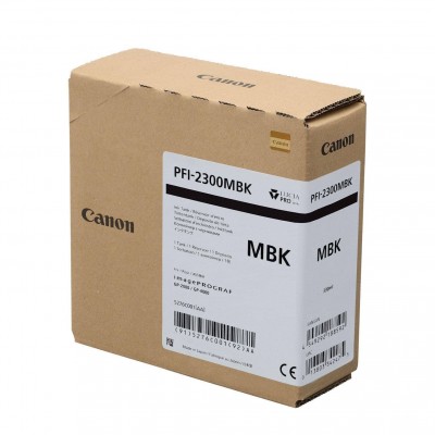 Canon PFI-2300MBK Matte Black/Matinė juoda plačiaformačio spausdintuvo rašalo kasetė, 330 ml