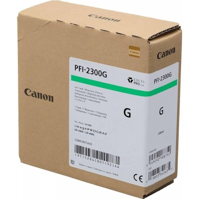 Canon PFI-2300G Green/Žalia plačiaformačio spausdintuvo rašalo kasetė, 330 ml