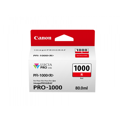 Canon PFI-1000R Red/Raudona plačiaformačio spausdintuvo rašalo kasetė, 80 ml