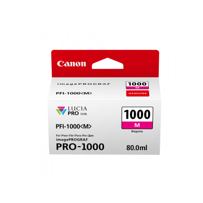 Canon PFI-1000M Magenta/Purpurinė plačiaformačio spausdintuvo rašalo kasetė, 80 ml