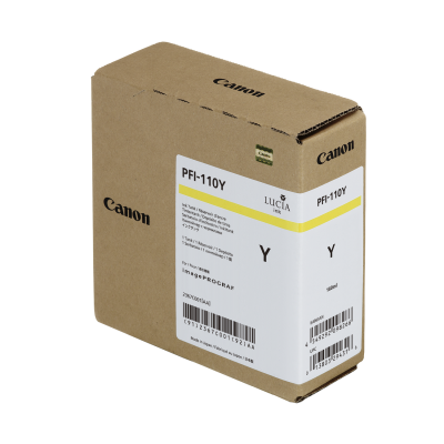 Canon PFI-110Y Yellow/Geltona plačiaformačio spausdintuvo rašalo kasetė, 110 ml