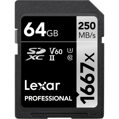 Lexar Atminties kortelė SDXC Pro 1667X UHS-II U3 R250/W120 (V60), 64GB