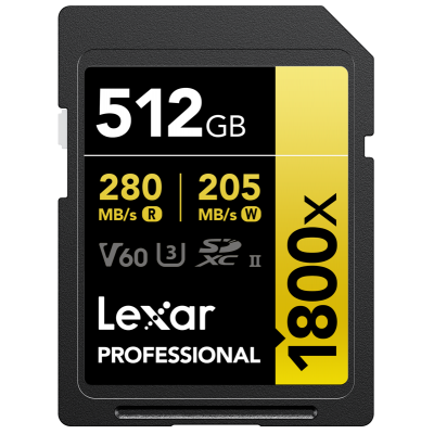 Lexar Atminties kortelė SDXC Pro 1800x U3 UHS-II R280/W210 (V60), 512GB