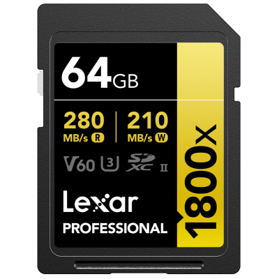 Lexar Atminties kortelė SDXC Pro 1800x U3 UHS-II R280/W210 (V60), 64GB