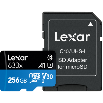 Lexar Atminties kortelė microSDXC 633x UHS-I/A1/U3/10 R100/W45MB (V30), 256GB