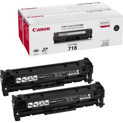 Canon 718BK 2P Black/Dvi juodos lazerinio spausdintuvo tonerio kasetės, 6800 psl.