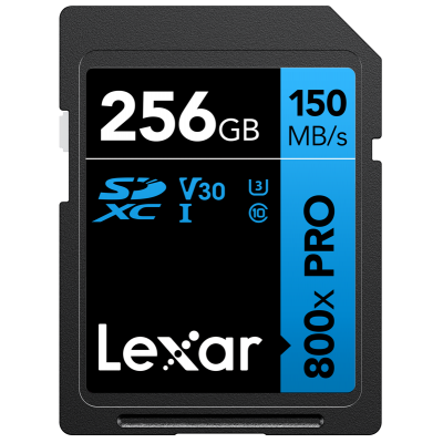 Lexar SDXC 800x Pro UHS-I cards, C10 (V30) U3, R150/W45, 256GB