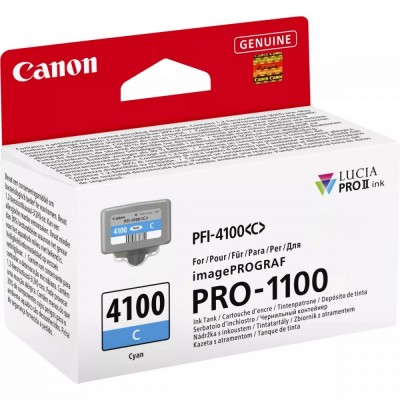 Canon PFI-4100C Cyan/Žydra plačiaformačio spausdintuvo rašalo kasetė, 80 ml