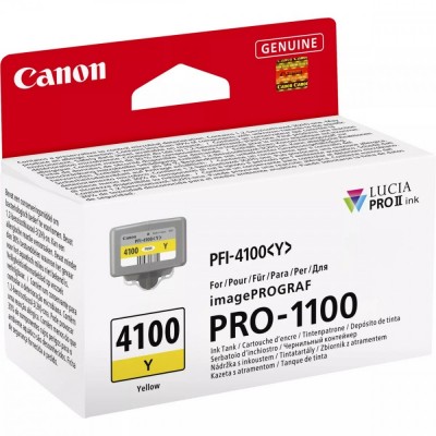 Canon PFI-4100Y Yellow/Geltona plačiaformačio spausdintuvo rašalo kasetė, 80 ml