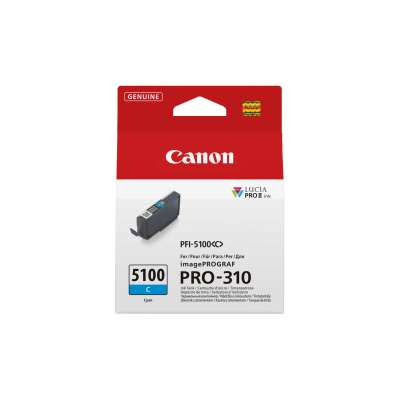 Canon PFI-5100C Cyan/Žydra rašalinio spausdintuvo rašalo kasetė, 14,4 ml