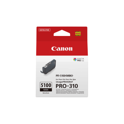 Canon PFI-5100MBK Matte Black/Matinė juoda rašalinio spausdintuvo rašalo kasetė, 14,4 ml