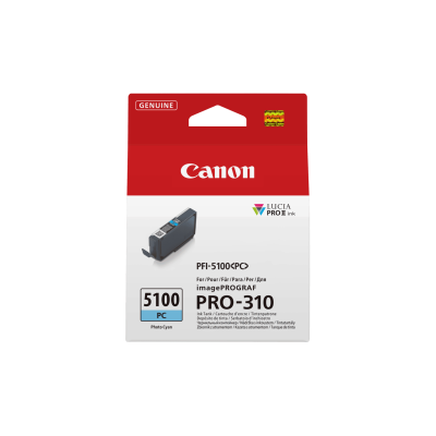 Canon PFI-5100PC Photo Cyan/Foto žydra rašalinio spausdintuvo rašalo kasetė, 14,4 ml