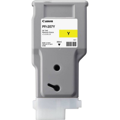 Canon PFI-207Y Yellow/Geltona plačiaformačio spausdintuvo rašalo kasetė, 300 ml